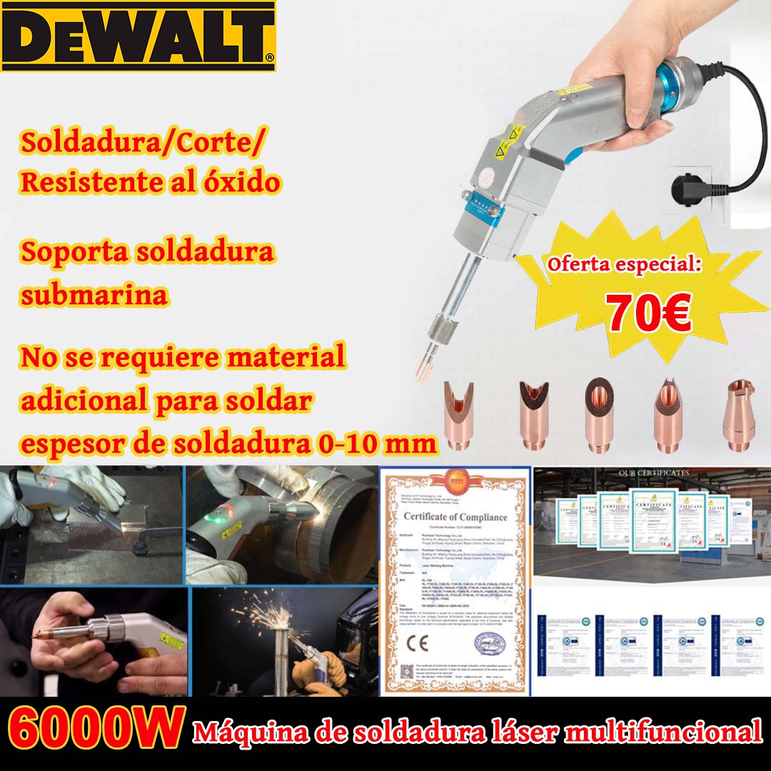 Antorcha láser multifuncional 6000W (oro/cobre/hierro/aluminio/acero inoxidable) espesor de soldadura 0-10 mm (combinación soldadura/corte-) 70 euros