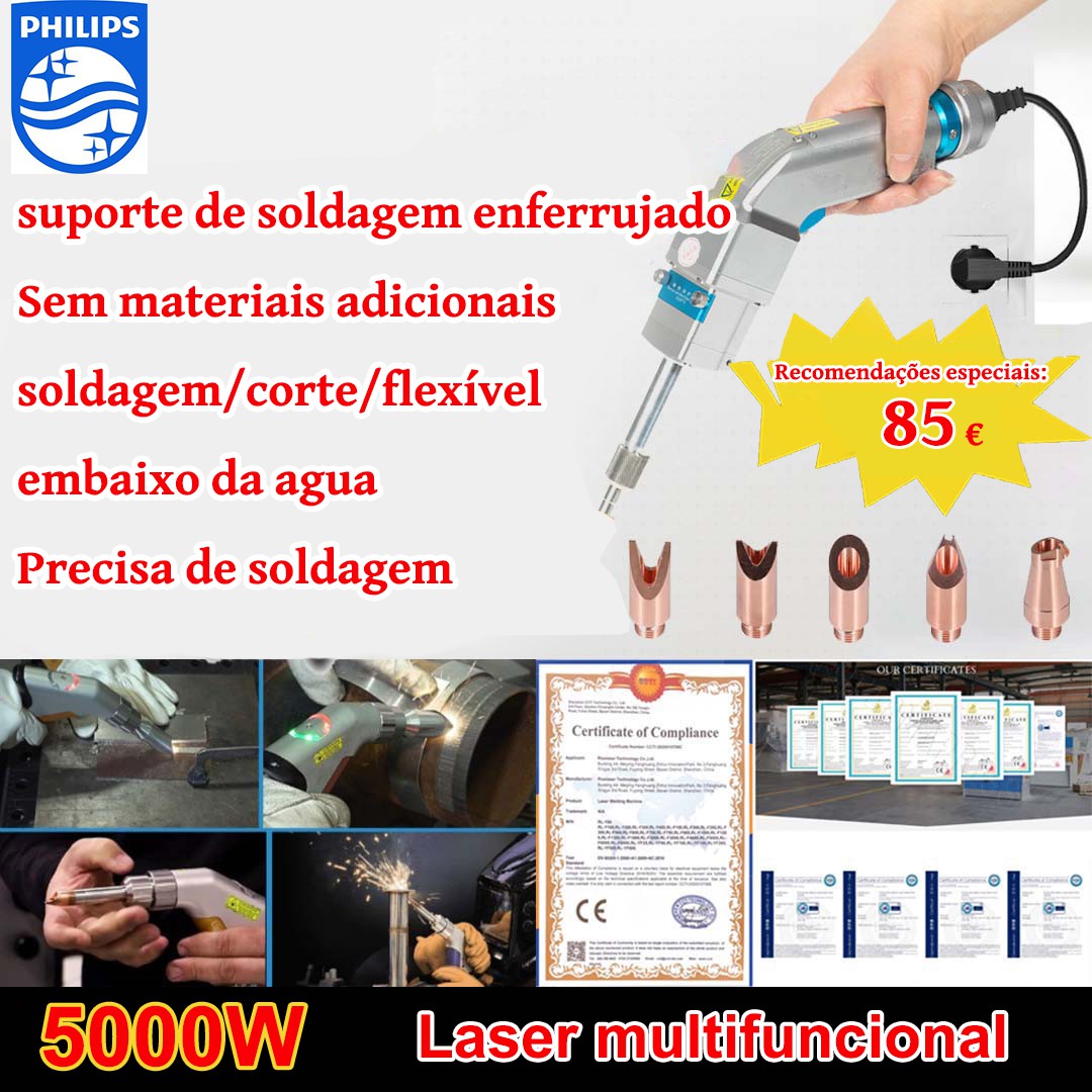 Pistola laser multifunções 5000W (ouro/prata/cobre/ferro/alumínio/aço inoxidável) espessura de soldadura 0-10mm (soldadura/corte dois em um) - 85€