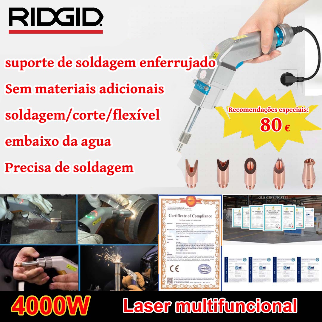 Pistola laser multifuncional 4000W (ouro/prata/cobre/ferro/alumínio/aço inoxidável) espessura de soldadura 0-7mm (soldagem/corte dois em um) - 80€