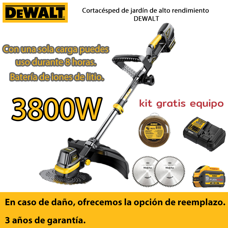 [DEWALT]Cortador de grama sem escova sem carbono + conjunto completo de acessórios + 3800 W + Pode ser usado por 8 horas com uma única carga de bateria de íon de lítio.